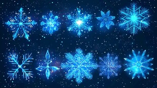 蓝色梦幻雪花素材