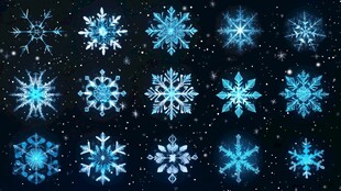 梦幻蓝色雪花图案集合