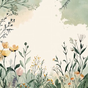 清新花卉手绘背景图