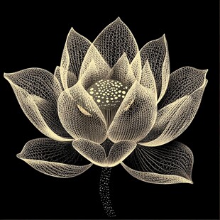 梦幻线条勾勒的精致莲花