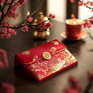 中式喜庆红包与雅致摆饰