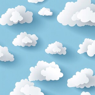 蓝色背景上的立体云朵图案