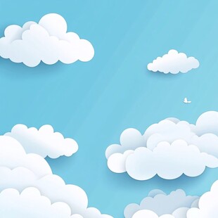 蓝天云朵间的纸艺风景