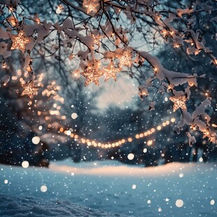 雪夜星星灯营造梦幻氛围