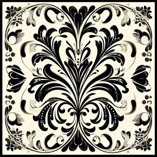 黑白复古对称花纹图案