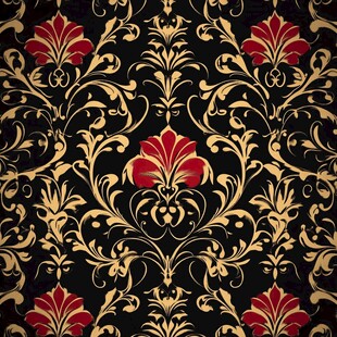 黑金花卉奢华无缝装饰图案