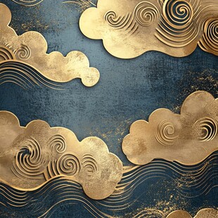 金色祥云复古纹理背景图