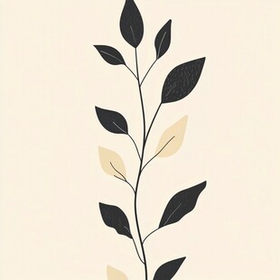 简约植物枝叶插画图案