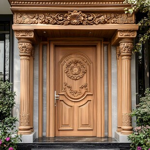 欧式雕花实木入户大门
