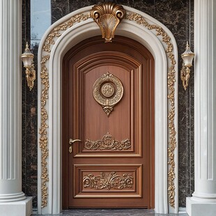 欧式奢华雕花实木入户门