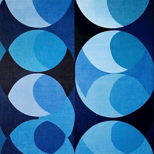 蓝色几何图案抽象艺术画