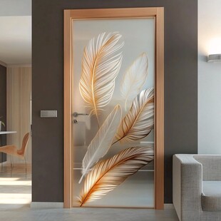 羽毛装饰玻璃门 简约优雅