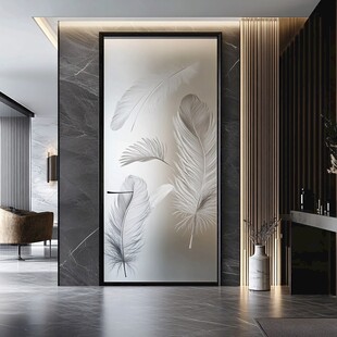 现代简约羽毛装饰艺术屏风