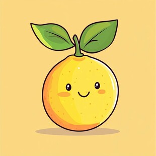 可爱笑脸柠檬插画