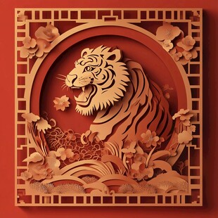 中式立体虎纹雕花装饰