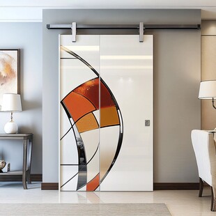 现代简约艺术玻璃推拉门