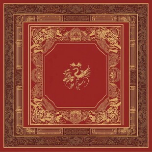 中式红底金纹凤凰图案
