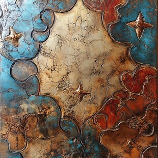 复古金属风星星云纹艺术画