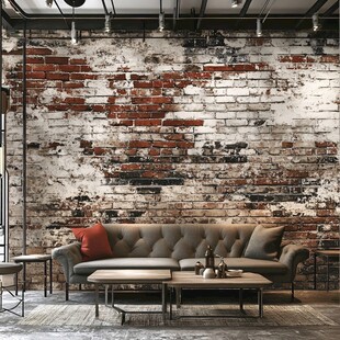 工业风砖墙客厅休闲一角