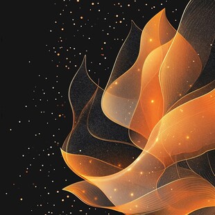 梦幻橙色飘带星空背景图