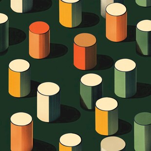 多彩圆柱体几何图案背景
