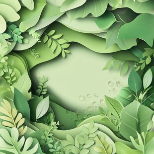绿意盎然的纸艺植物边框