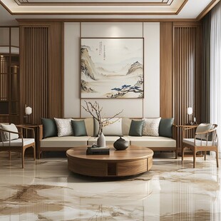 新中式客厅优雅家居场景