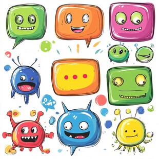 可爱卡通表情与趣味小怪兽