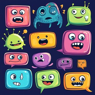 多彩表情方块与搞怪小怪兽