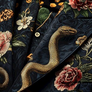 花蛇印花的华丽服饰细节