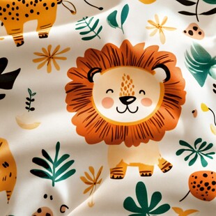 可爱动物花卉图案布料