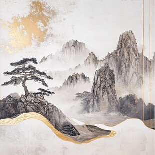 中式山水墨韵意境装饰画