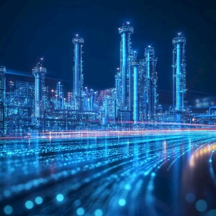 科技夜景 未来感城市工业景观