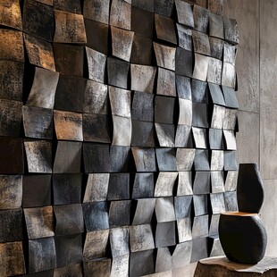立体几何风金属质感装饰墙