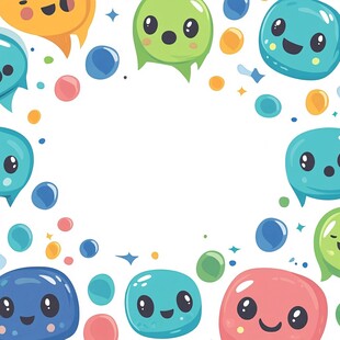 可爱表情气泡边框插画