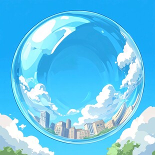 梦幻气泡中的城市风景