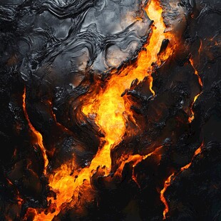 熔岩流淌的炽热壮丽景象