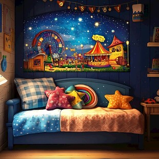 梦幻星空游乐园儿童卧室场景