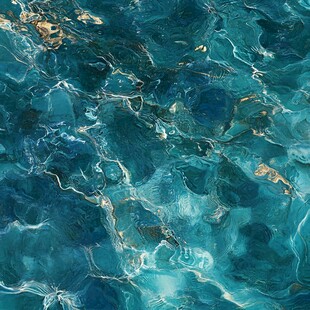 蓝绿色流动液体纹理画面