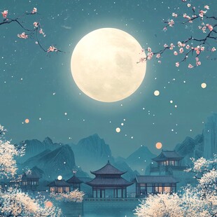 月夜古风景