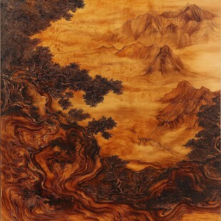 山水木雕艺术图景