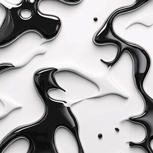 黑白流动液体抽象图案