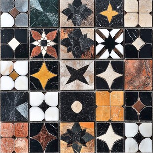 多彩几何拼花瓷砖图案展示