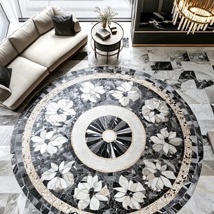 奢华客厅中的精美花纹地拼
