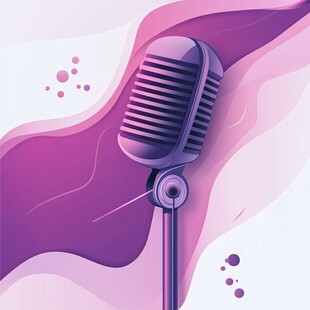 复古麦克风 梦幻紫色背景