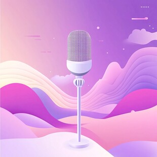 梦幻背景中的复古麦克风