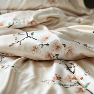 中式花卉图案精美床品