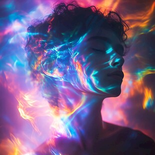 梦幻光影下的人物神秘轮廓