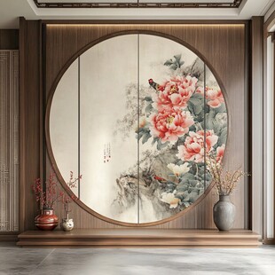 中式圆屏牡丹图 雅致装饰