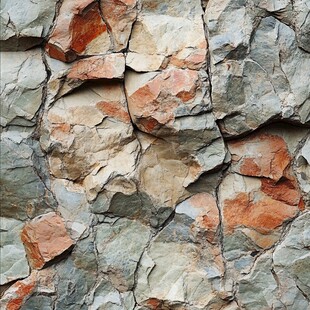 多彩嶙峋岩石纹理特写